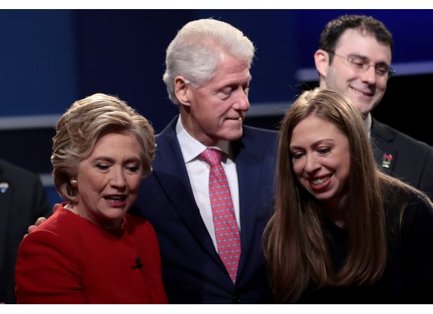 The Clintons encourage people upset with current politics to stay engaged in public service.