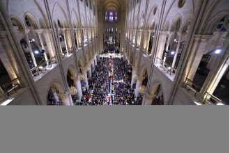 After the 2019 fire, Notre Dame Cathedral held its first mass, with photos capturing the momentous occasion.