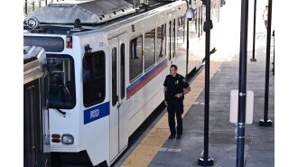 A person riding a scooter was badly hurt when they were involved in an accident with a train operated by the Regional Transportation District in Denver.