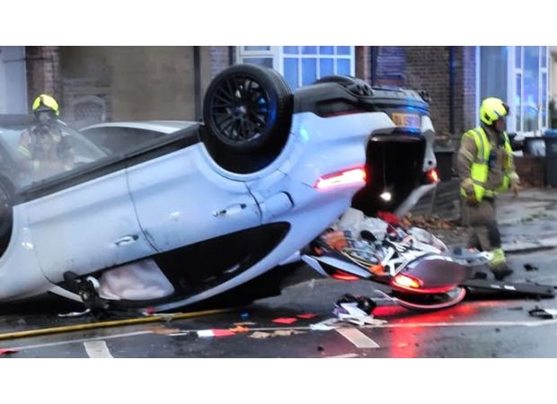 25-year-old woman hospitalized after hit-and-run accident.