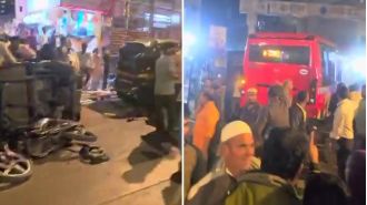 Bus accident kills 4, injures 29 in crowded market.