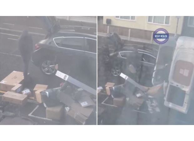 Thieves boldly rob DPD van in London street.