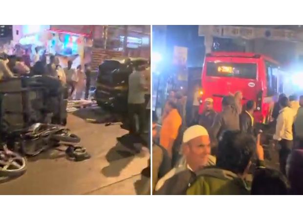 Bus accident kills 4, injures 29 in crowded market.