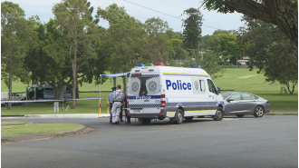 Police shot a man at a park in NSW after he allegedly threatened them with a knife.