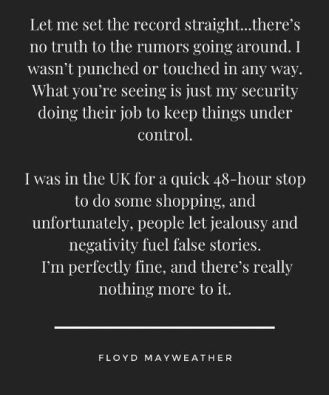 Mayweather shares the truth about alleged assault during London shopping trip