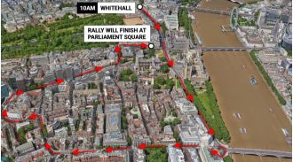 London map displays location of farmers' protest against inheritance tax