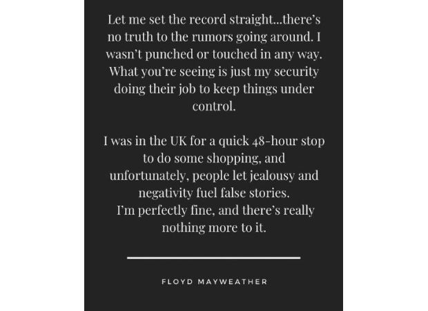 Mayweather shares the truth about alleged assault during London shopping trip