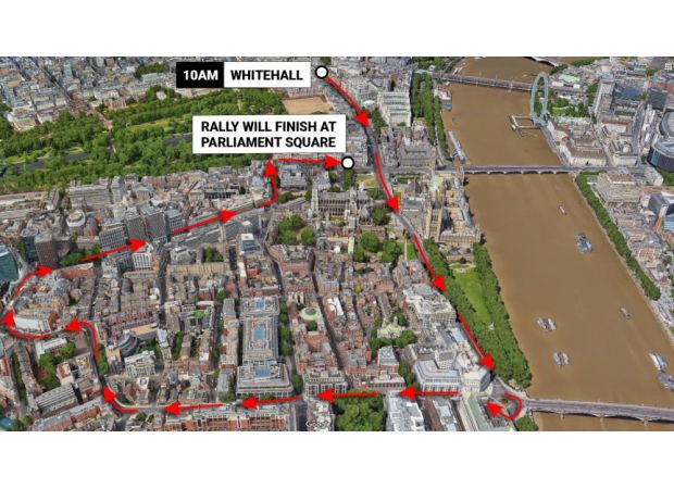 London map displays location of farmers' protest against inheritance tax