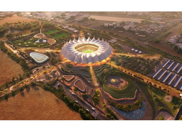 A glimpse into the planned host city for World Cup 2034 in Saudi Arabia, which is yet to be constructed.