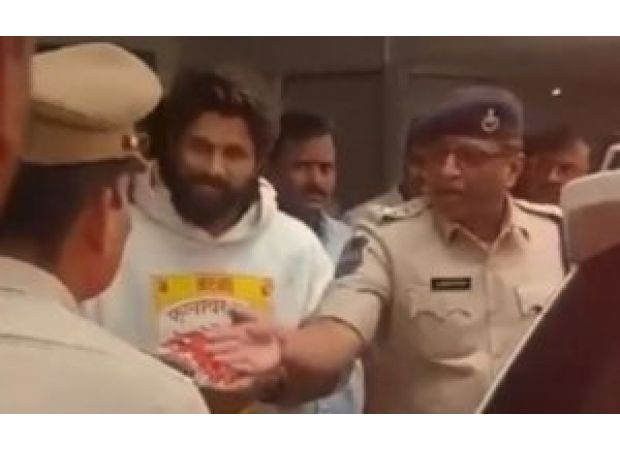 Telugu actor Allu Arjun detained in Hyderabad for death of woman during 'Pushpa 2' movie showing.