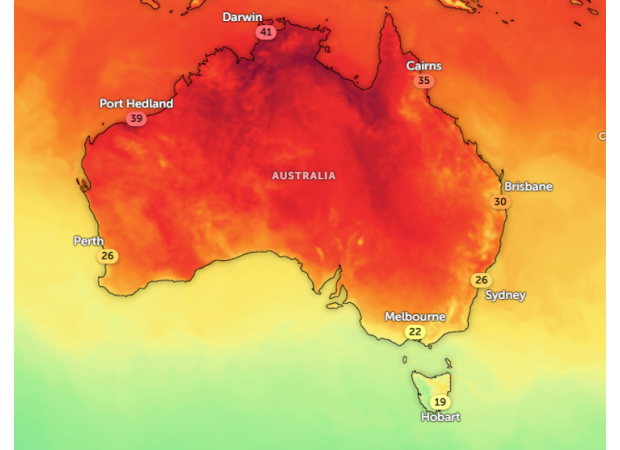 The entire country is experiencing a heatwave.
