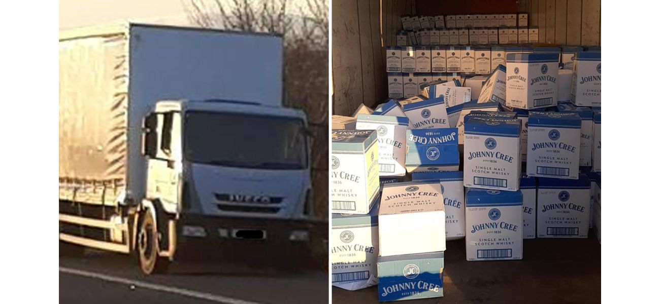 Police stop van with expensive stolen whisky during drink driving patrol.