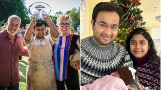 The British Bake Off champion is ecstatic as he shares news of his first child's arrival.