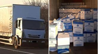 Police stop van with expensive stolen whisky during drink driving patrol.