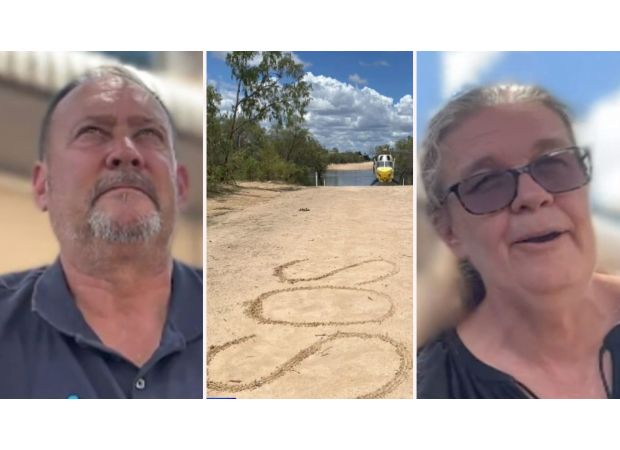 Couple saved from 'crocodile territory' after 72 hours.
