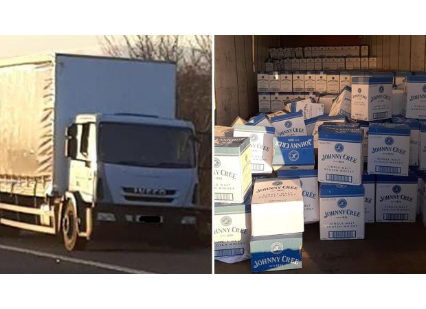 Police stop van with expensive stolen whisky during drink driving patrol.