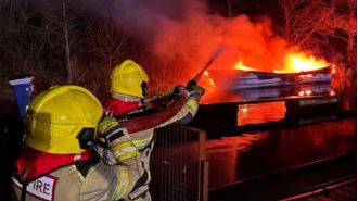 A dog passed away and two individuals sustained injuries when a boat exploded at a marina.