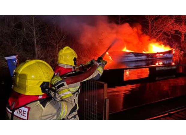 A dog passed away and two individuals sustained injuries when a boat exploded at a marina.