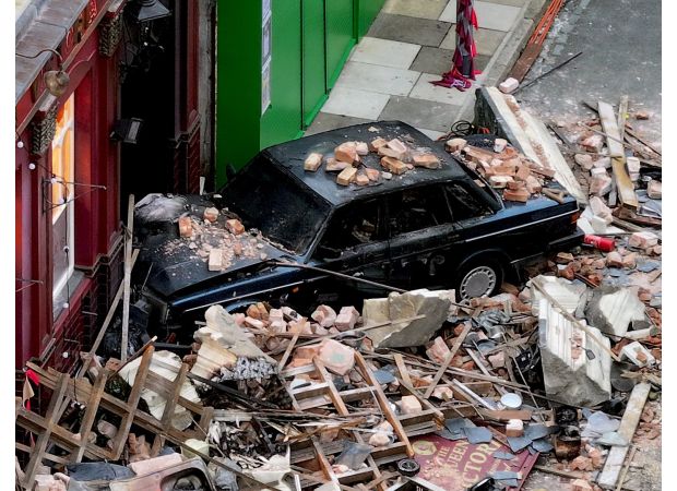 Photos show aftermath of explosion at Queen Vic in EastEnders.
