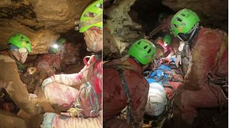 Massive effort to save woman stuck in unknown cave.