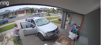 A mother experiences a terrifying incident in her Melbourne driveway while putting her baby into the car.