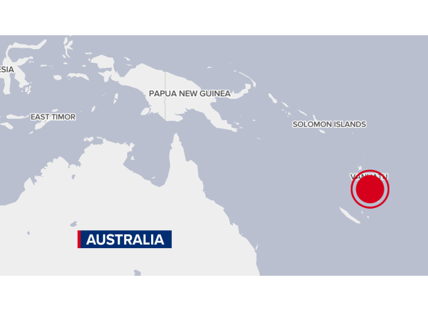 Strong earthquake with a magnitude of 7.3 hits close to Vanuatu.