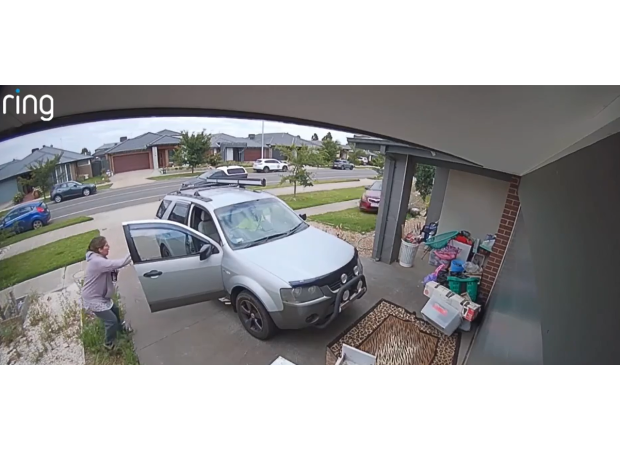 A mother experiences a terrifying incident in her Melbourne driveway while putting her baby into the car.