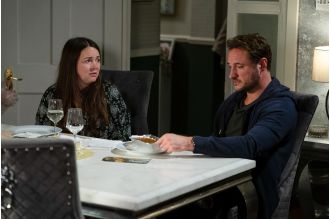 Martin rushes to Stacey in her time of crisis on EastEnders.