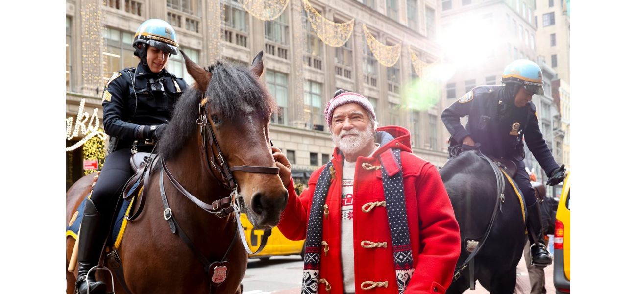 77-year-old Arnold Schwarzenegger looks just like Santa with a big, full beard.