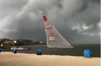 21-year-old worker dies when Christmas tree falls in storm.