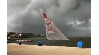 21-year-old worker dies when Christmas tree falls in storm.