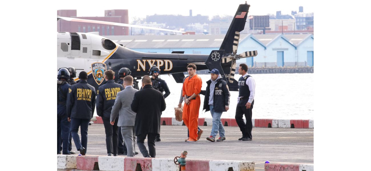 Luigi Mangione, with restraints, was taken off a helicopter in New York to attend a court hearing.