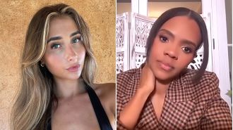 Lily Phillips stands up for her mother against a conservative commentator in a heated confrontation.