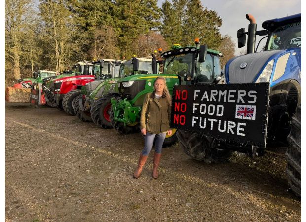 Nearly 200 Scottish farmers hold tractor rally in opposition to Labour's proposed tax on family farms.