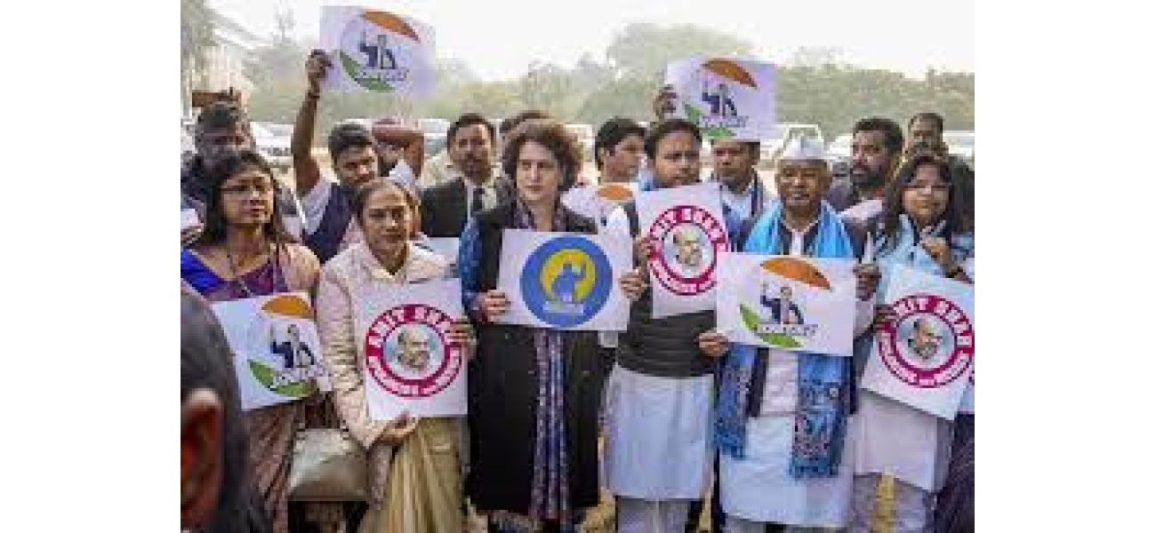 Opposition members stage demonstration at Vijay Chowk against Amit Shah over Ambedkar controversy.