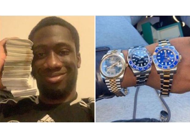 Man arrested for wearing three Rolex watches while dealing drugs.