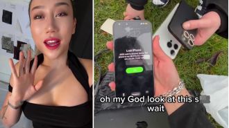 A woman pursues phone thieves and discovers where they hide stolen items.