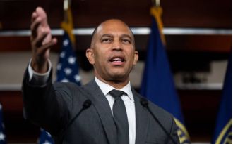 Hakeem Jeffries, leader of House minority, speaks about Senate bill for funding.