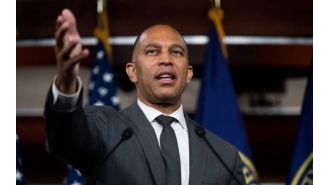 Hakeem Jeffries, leader of House minority, speaks about Senate bill for funding.