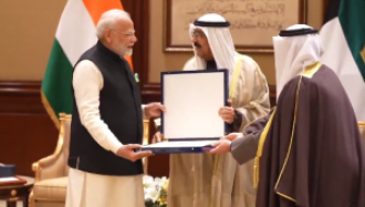 The Prime Minister of India, Narendra Modi, was awarded the highest honour of Kuwait.