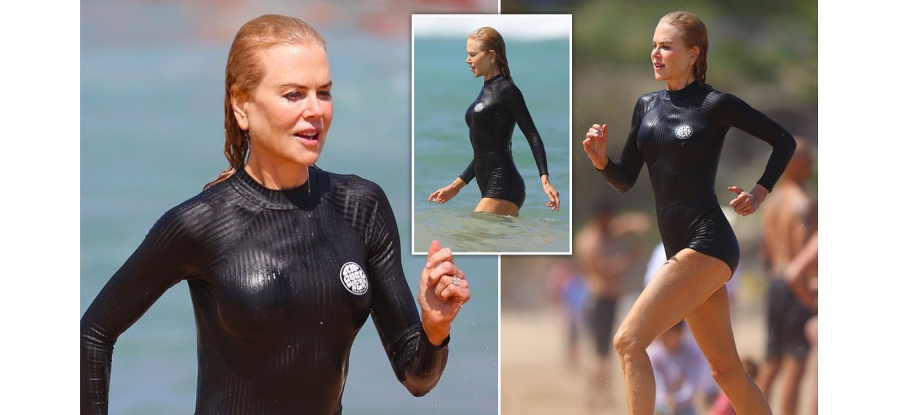 Nicole Kidman, 57, takes advantage of filming break to recreate famous baywatch scene.