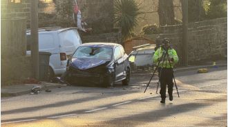 Infant in critical condition after vehicle strikes and kills adult male.