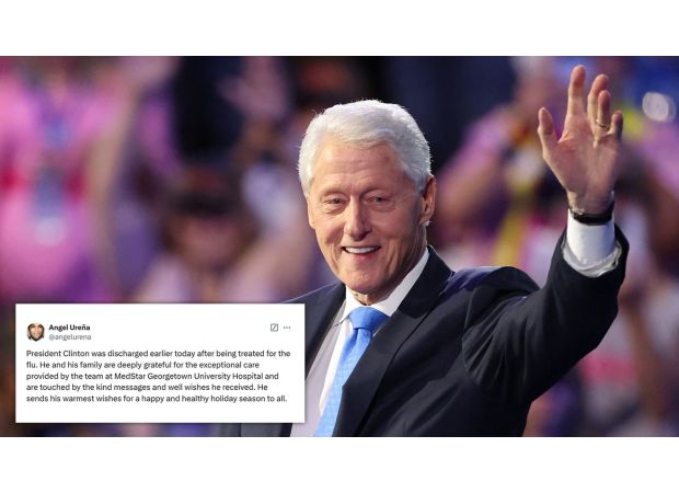 Bill Clinton was discharged from the hospital after being treated for the flu.