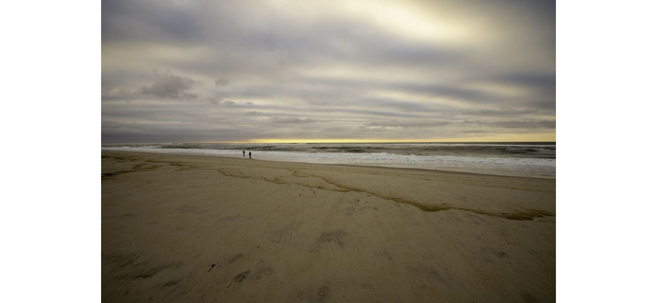 Beachgoers on evening walk find human jawbone in sand.