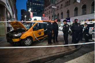 Several hurt as cab crashes into people at famous spot during holiday season.