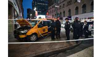 Several hurt as cab crashes into people at famous spot during holiday season.