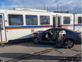 Four people injured after Aurora shooting and RTD train collision, hospitalized for treatment.