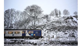 The UK weather map displays locations where snow is expected on New Year's Eve.
