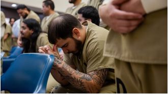 Pictures of Christmas service held at Cook County Jail.