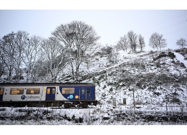 The UK weather map displays locations where snow is expected on New Year's Eve.